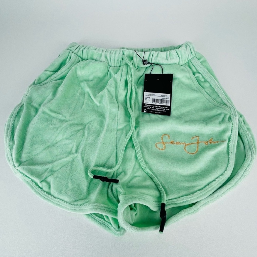 Missguided X Sean John, Y2K Mint Green Dolphin Cut Gym Style Shorts
